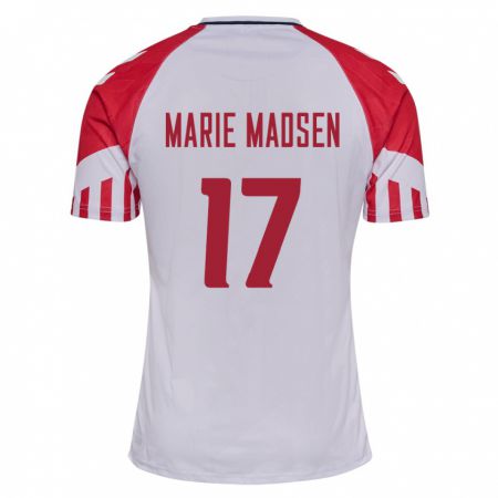 Kandiny Niño Camiseta Dinamarca Rikke Marie Madsen #17 Blanco 2ª Equipación 24-26 La Camisa Chile