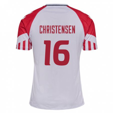 Kandiny Niño Camiseta Dinamarca Oliver Christensen #16 Blanco 2ª Equipación 24-26 La Camisa Chile