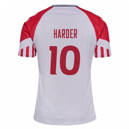 Kandiny Niño Camiseta Dinamarca Pernille Harder #10 Blanco 2ª Equipación 24-26 La Camisa Chile