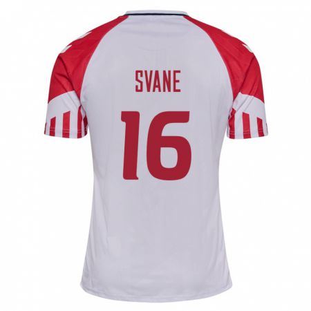 Kandiny Niño Camiseta Dinamarca Katrine Svane #16 Blanco 2ª Equipación 24-26 La Camisa Chile