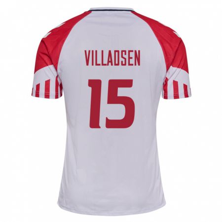 Kandiny Niño Camiseta Dinamarca Oliver Villadsen #15 Blanco 2ª Equipación 24-26 La Camisa Chile