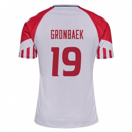 Kandiny Niño Camiseta Dinamarca Albert Gronbaek #19 Blanco 2ª Equipación 24-26 La Camisa Chile