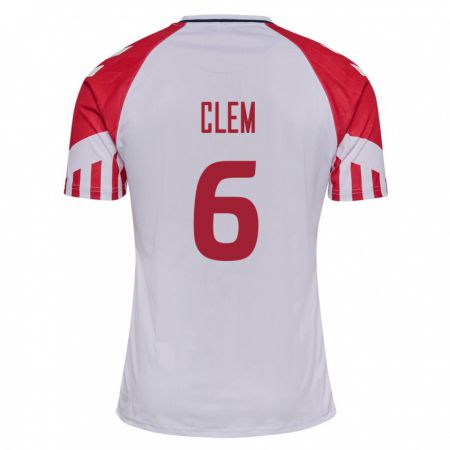 Kandiny Niño Camiseta Dinamarca William Clem #6 Blanco 2ª Equipación 24-26 La Camisa Chile