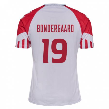 Kandiny Niño Camiseta Dinamarca Asbjorn Bondergaard #19 Blanco 2ª Equipación 24-26 La Camisa Chile