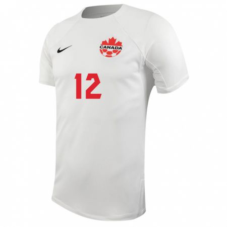 Kandiny Niño Camiseta Canadá Aidan Fong #12 Blanco 2ª Equipación 24-26 La Camisa Chile