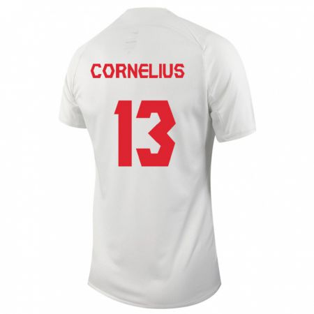 Kandiny Niño Camiseta Canadá Derek Cornelius #13 Blanco 2ª Equipación 24-26 La Camisa Chile