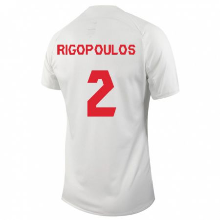 Kandiny Niño Camiseta Canadá Theo Rigopoulos #2 Blanco 2ª Equipación 24-26 La Camisa Chile