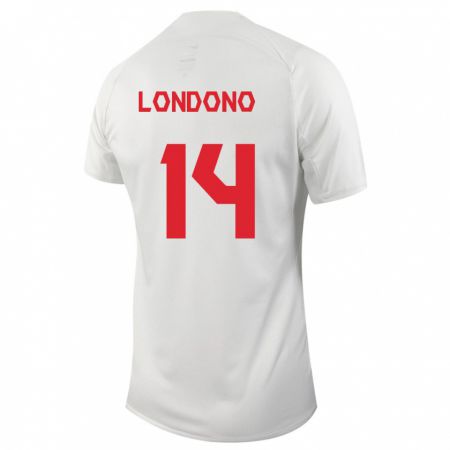 Kandiny Niño Camiseta Canadá Tyler Londono #14 Blanco 2ª Equipación 24-26 La Camisa Chile