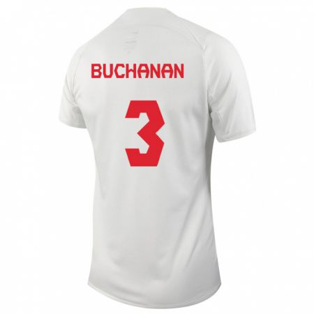 Kandiny Niño Camiseta Canadá Kadeisha Buchanan #3 Blanco 2ª Equipación 24-26 La Camisa Chile