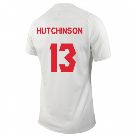 Kandiny Niño Camiseta Canadá Atiba Hutchinson #13 Blanco 2ª Equipación 24-26 La Camisa Chile