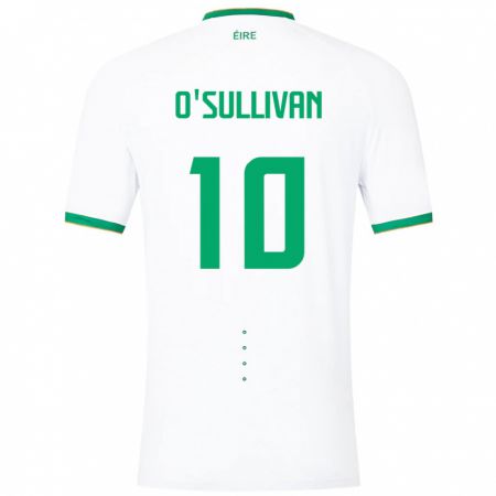 Kandiny Niño Camiseta Irlanda Denise O'sullivan #10 Blanco 2ª Equipación 24-26 La Camisa Chile