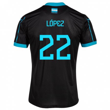 Kandiny Niño Camiseta Honduras Luis López #22 Negro 2ª Equipación 24-26 La Camisa Chile