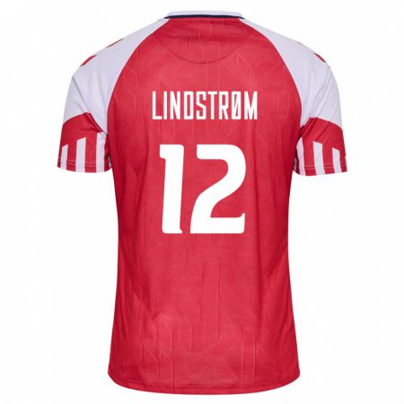 Kandiny Hombre Camiseta Dinamarca Jesper Lindstrøm #12 Rojo 1ª Equipación 24-26 La Camisa Chile