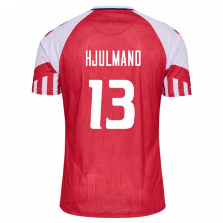 Kandiny Hombre Camiseta Dinamarca Morten Hjulmand #13 Rojo 1ª Equipación 24-26 La Camisa Chile