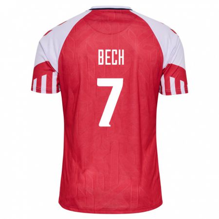 Kandiny Hombre Camiseta Dinamarca Tobias Bech #7 Rojo 1ª Equipación 24-26 La Camisa Chile