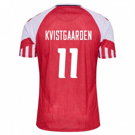 Kandiny Hombre Camiseta Dinamarca Mathias Kvistgaarden #11 Rojo 1ª Equipación 24-26 La Camisa Chile
