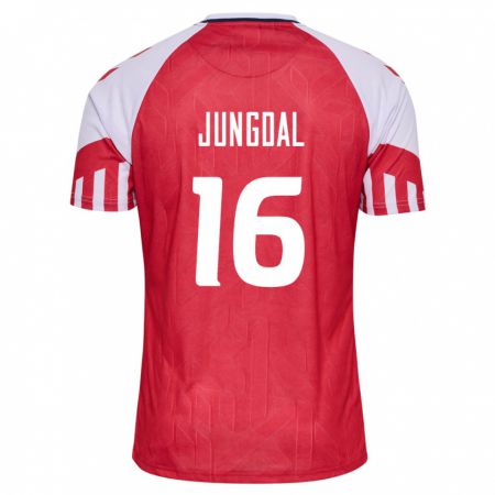 Kandiny Hombre Camiseta Dinamarca Andreas Jungdal #16 Rojo 1ª Equipación 24-26 La Camisa Chile