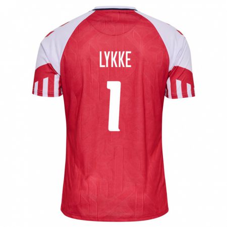 Kandiny Hombre Camiseta Dinamarca William Lykke #1 Rojo 1ª Equipación 24-26 La Camisa Chile