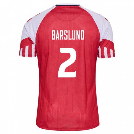 Kandiny Hombre Camiseta Dinamarca Kaare Barslund #2 Rojo 1ª Equipación 24-26 La Camisa Chile