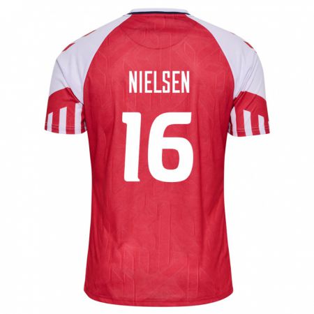 Kandiny Hombre Camiseta Dinamarca Magnus Nielsen #16 Rojo 1ª Equipación 24-26 La Camisa Chile