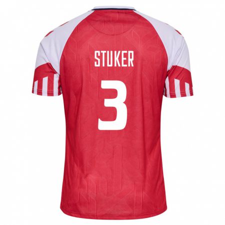 Kandiny Hombre Camiseta Dinamarca Simon Stüker #3 Rojo 1ª Equipación 24-26 La Camisa Chile