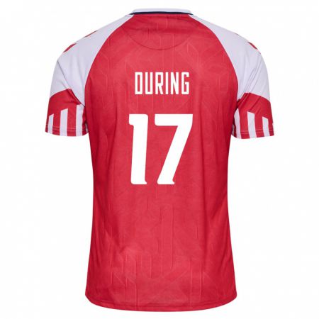 Kandiny Hombre Camiseta Dinamarca Rasmus Düring #17 Rojo 1ª Equipación 24-26 La Camisa Chile