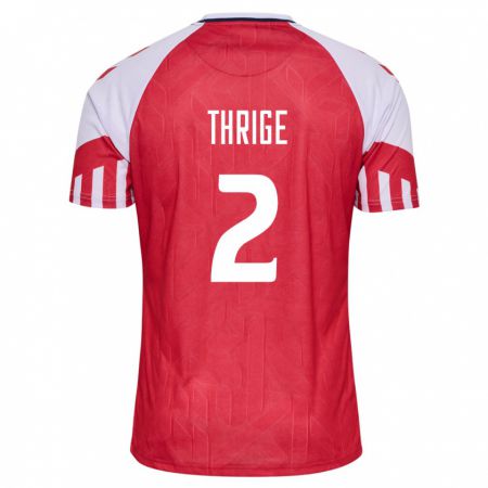 Kandiny Hombre Camiseta Dinamarca Sara Thrige #2 Rojo 1ª Equipación 24-26 La Camisa Chile