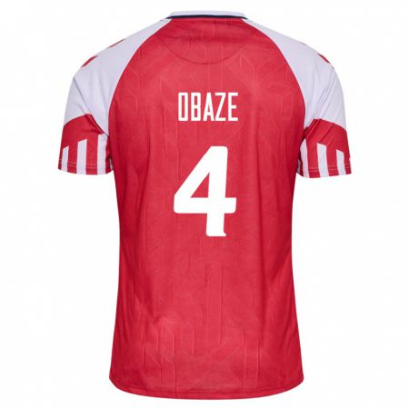 Kandiny Hombre Camiseta Dinamarca Isabella Obaze #4 Rojo 1ª Equipación 24-26 La Camisa Chile