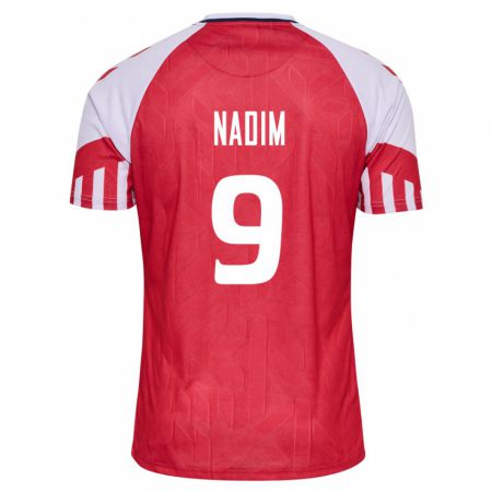 Kandiny Hombre Camiseta Dinamarca Nadia Nadim #9 Rojo 1ª Equipación 24-26 La Camisa Chile