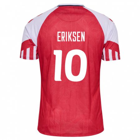 Kandiny Hombre Camiseta Dinamarca Christian Eriksen #10 Rojo 1ª Equipación 24-26 La Camisa Chile