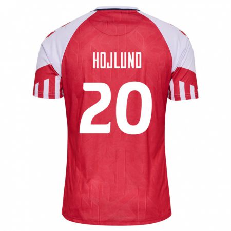 Kandiny Hombre Camiseta Dinamarca Rasmus Hojlund #20 Rojo 1ª Equipación 24-26 La Camisa Chile