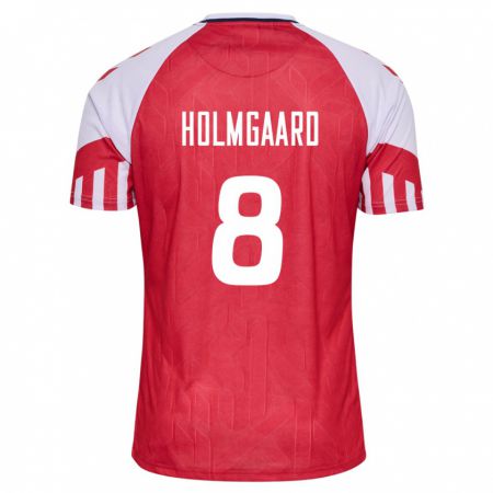 Kandiny Hombre Camiseta Dinamarca Sara Holmgaard #8 Rojo 1ª Equipación 24-26 La Camisa Chile