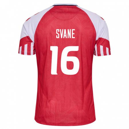Kandiny Hombre Camiseta Dinamarca Katrine Svane #16 Rojo 1ª Equipación 24-26 La Camisa Chile