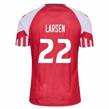 Kandiny Hombre Camiseta Dinamarca Kathrine Larsen #22 Rojo 1ª Equipación 24-26 La Camisa Chile