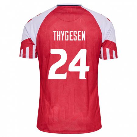 Kandiny Hombre Camiseta Dinamarca Sarah Thygesen #24 Rojo 1ª Equipación 24-26 La Camisa Chile