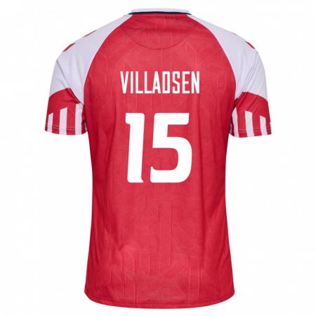 Kandiny Hombre Camiseta Dinamarca Oliver Villadsen #15 Rojo 1ª Equipación 24-26 La Camisa Chile