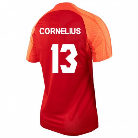 Kandiny Hombre Camiseta Canadá Derek Cornelius #13 Naranja 1ª Equipación 24-26 La Camisa Chile