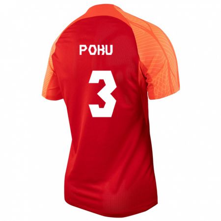 Kandiny Hombre Camiseta Canadá Kwasi Poku #3 Naranja 1ª Equipación 24-26 La Camisa Chile