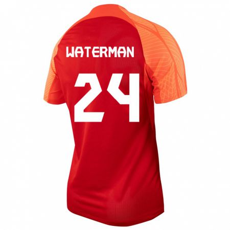 Kandiny Hombre Camiseta Canadá Joel Waterman #24 Naranja 1ª Equipación 24-26 La Camisa Chile