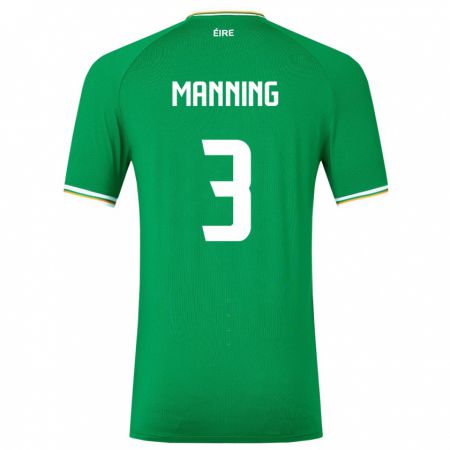 Kandiny Hombre Camiseta Irlanda Ryan Manning #3 Verde 1ª Equipación 24-26 La Camisa Chile