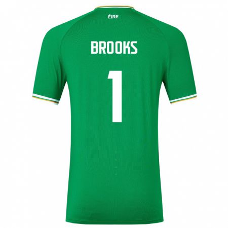 Kandiny Hombre Camiseta Irlanda Tiernan Brooks #1 Verde 1ª Equipación 24-26 La Camisa Chile