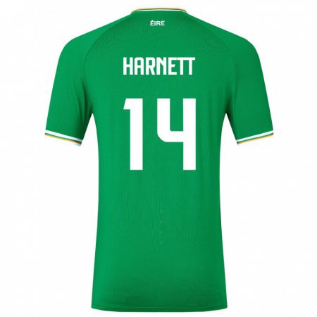Kandiny Hombre Camiseta Irlanda Kaylem Harnett #14 Verde 1ª Equipación 24-26 La Camisa Chile