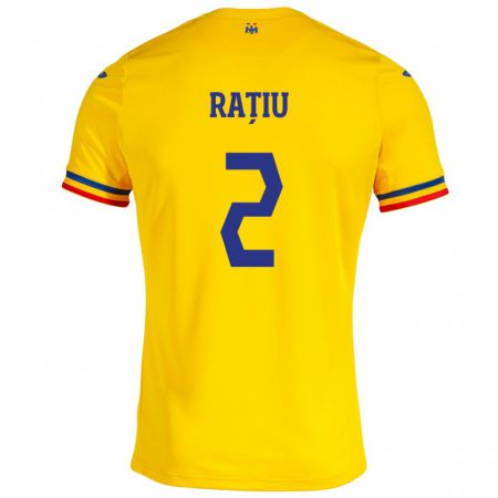 Kandiny Hombre Camiseta Rumania Andrei Rațiu #2 Amarillo 1ª Equipación 24-26 La Camisa Chile