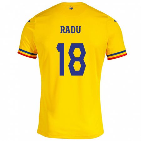 Kandiny Hombre Camiseta Rumania Denis Radu #18 Amarillo 1ª Equipación 24-26 La Camisa Chile