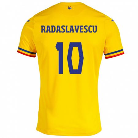 Kandiny Hombre Camiseta Rumania Eduard Radaslavescu #10 Amarillo 1ª Equipación 24-26 La Camisa Chile