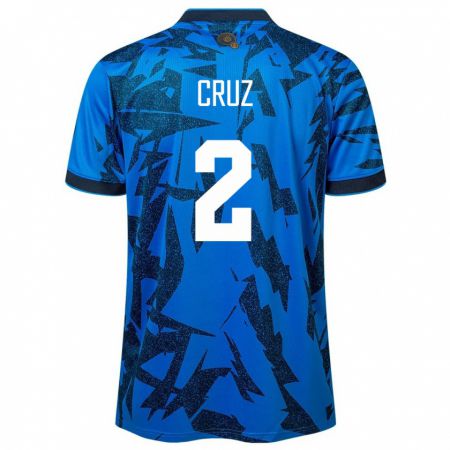 Kandiny Hombre Camiseta El Salvador Melvin Cruz #2 Azul 1ª Equipación 24-26 La Camisa Chile