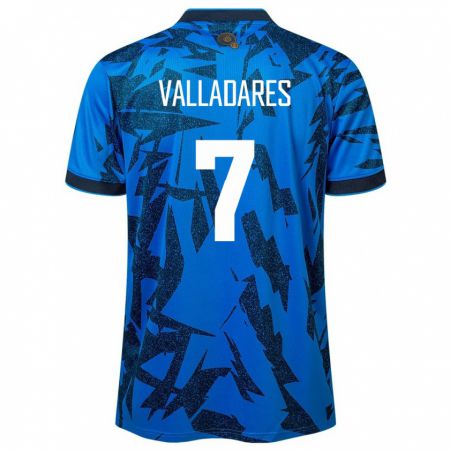 Kandiny Hombre Camiseta El Salvador Jefferson Valladares #7 Azul 1ª Equipación 24-26 La Camisa Chile
