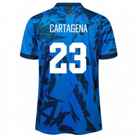 Kandiny Hombre Camiseta El Salvador Melvin Cartagena #23 Azul 1ª Equipación 24-26 La Camisa Chile