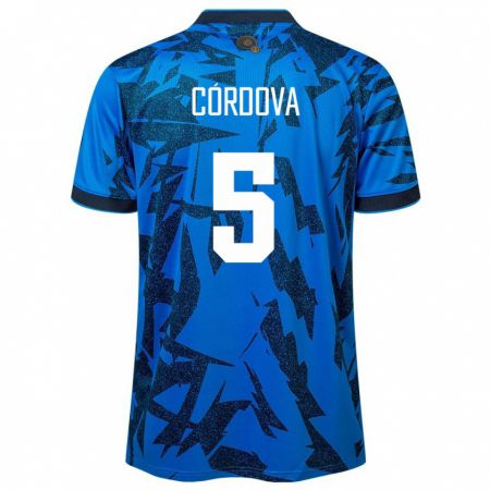 Kandiny Hombre Camiseta El Salvador Edwin Córdova #5 Azul 1ª Equipación 24-26 La Camisa Chile