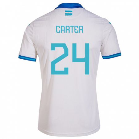 Kandiny Hombre Camiseta Honduras Daniel Carter #24 Blanco 1ª Equipación 24-26 La Camisa Chile